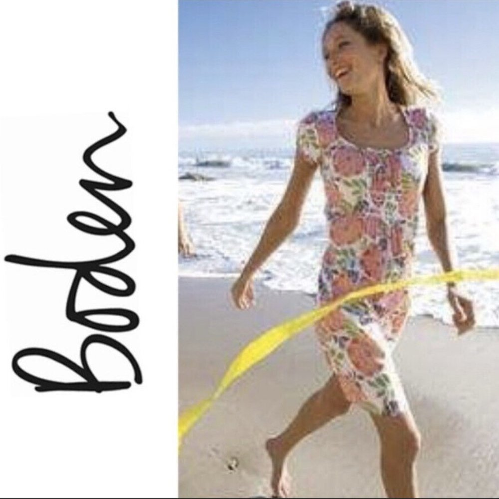 Boden Breezy Beach 100% Cotton Floral Summer Dress US Size 8 UK Size 12